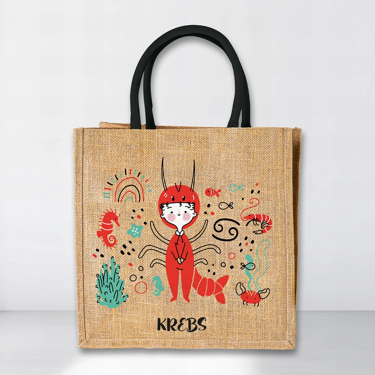 Jutetasche mit Sternzeichen-Motiv