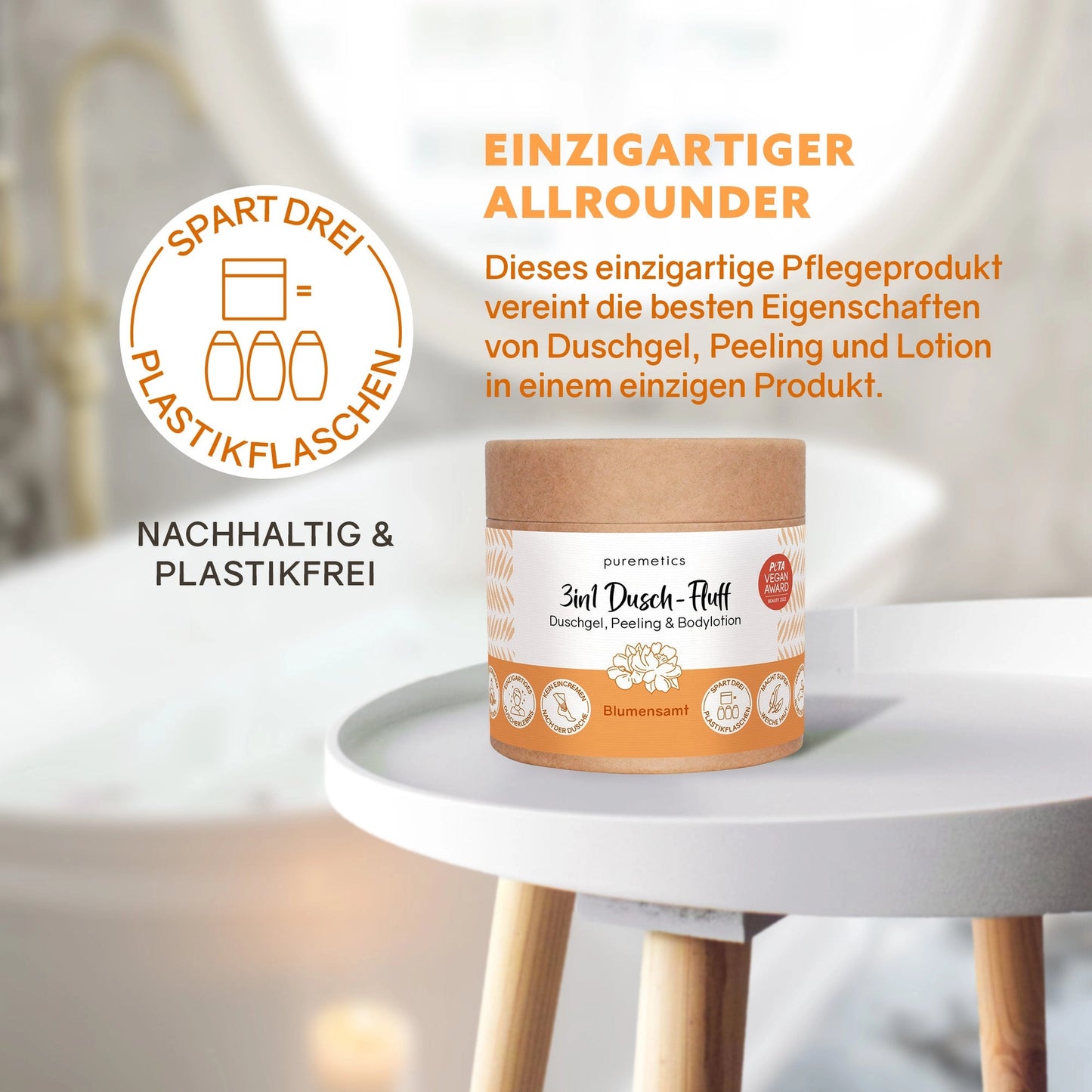 Puremetics - 3in1 Dusch-Fluff „Blumensamt“ | 250g