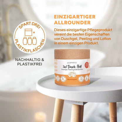 Puremetics - 3in1 Dusch-Fluff „Blumensamt“ | 250g