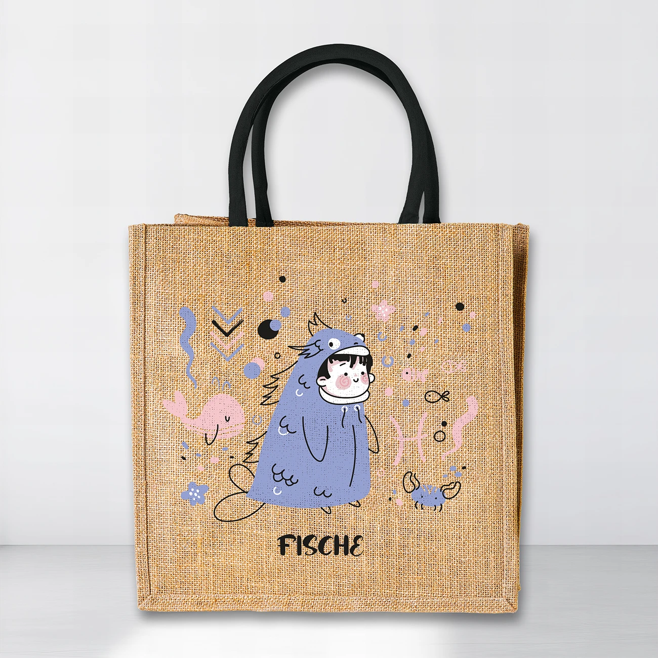Jutetasche mit Sternzeichen-Motiv