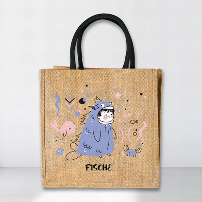 Jutetasche mit Sternzeichen-Motiv