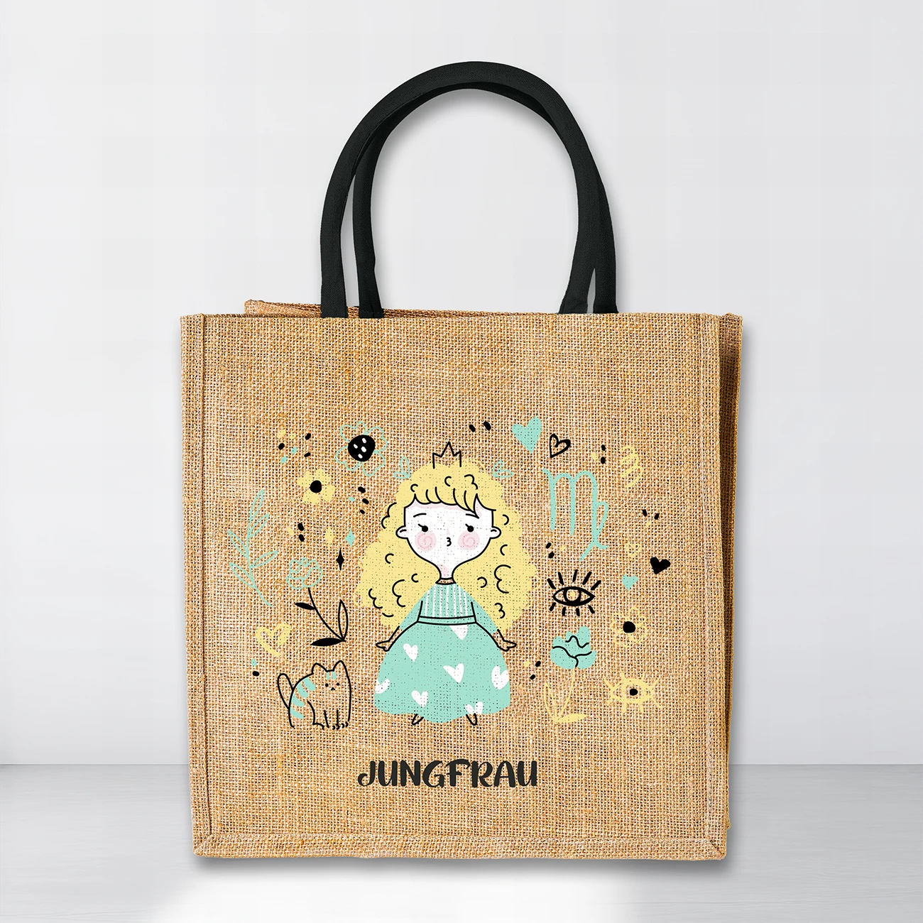 Jutetasche mit Sternzeichen-Motiv