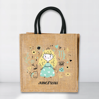 Jutetasche mit Sternzeichen-Motiv