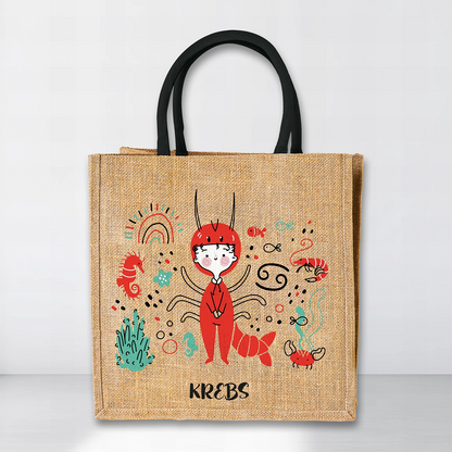 Jutetasche mit Sternzeichen-Motiv