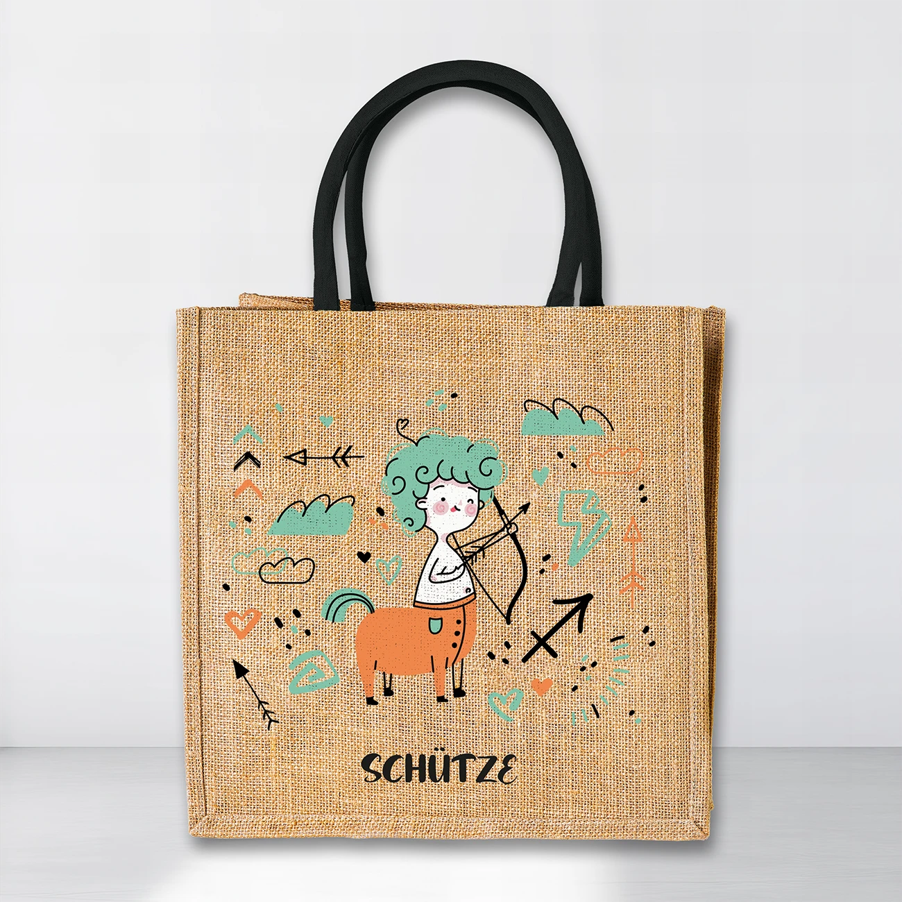 Jutetasche mit Sternzeichen-Motiv