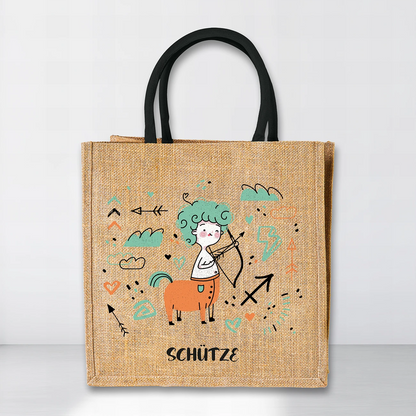 Jutetasche mit Sternzeichen-Motiv