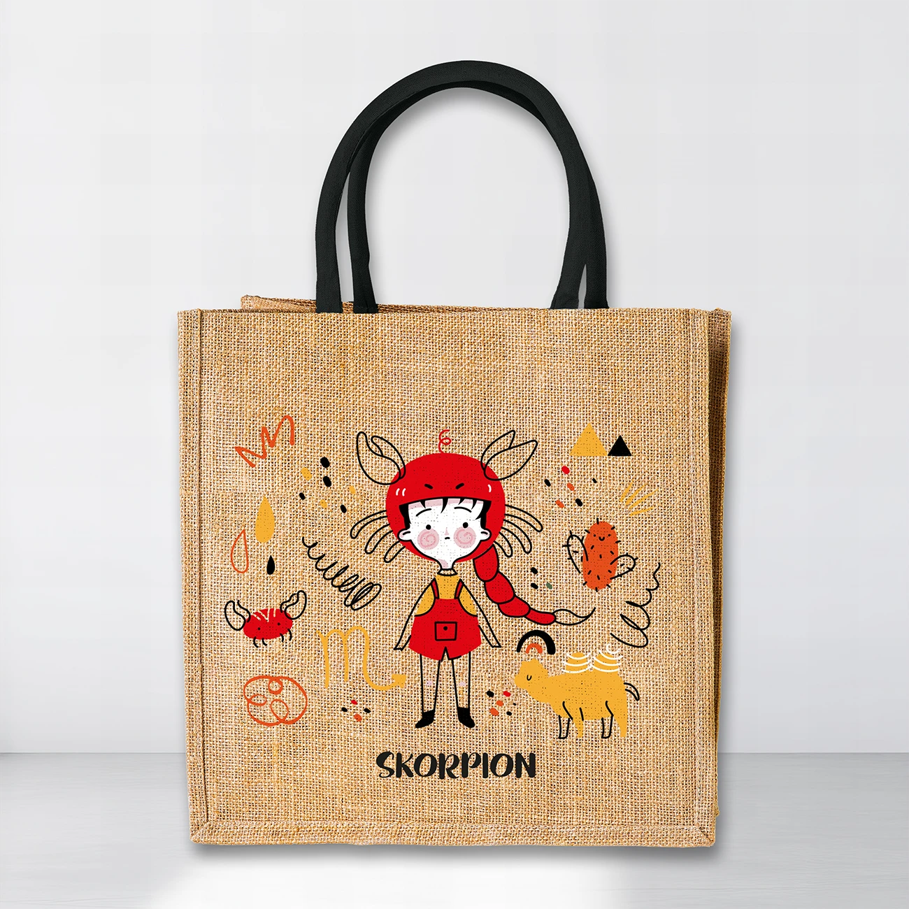 Jutetasche mit Sternzeichen-Motiv