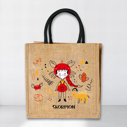Jutetasche mit Sternzeichen-Motiv
