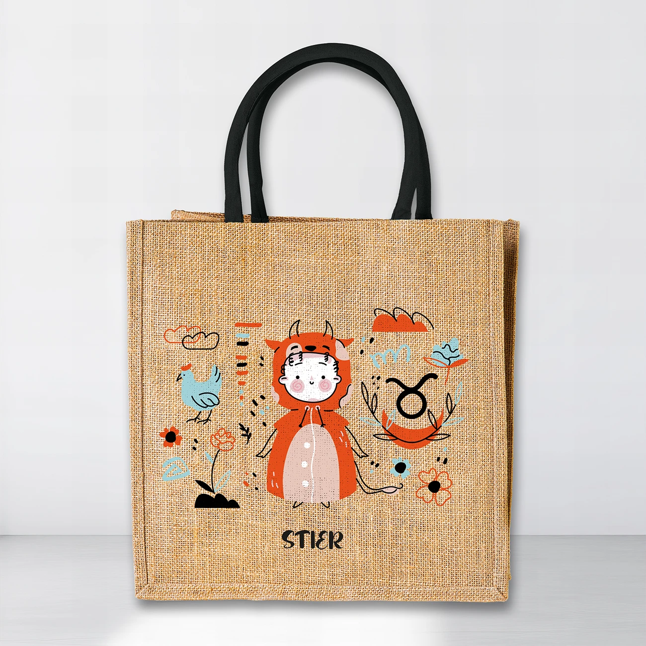Jutetasche mit Sternzeichen-Motiv