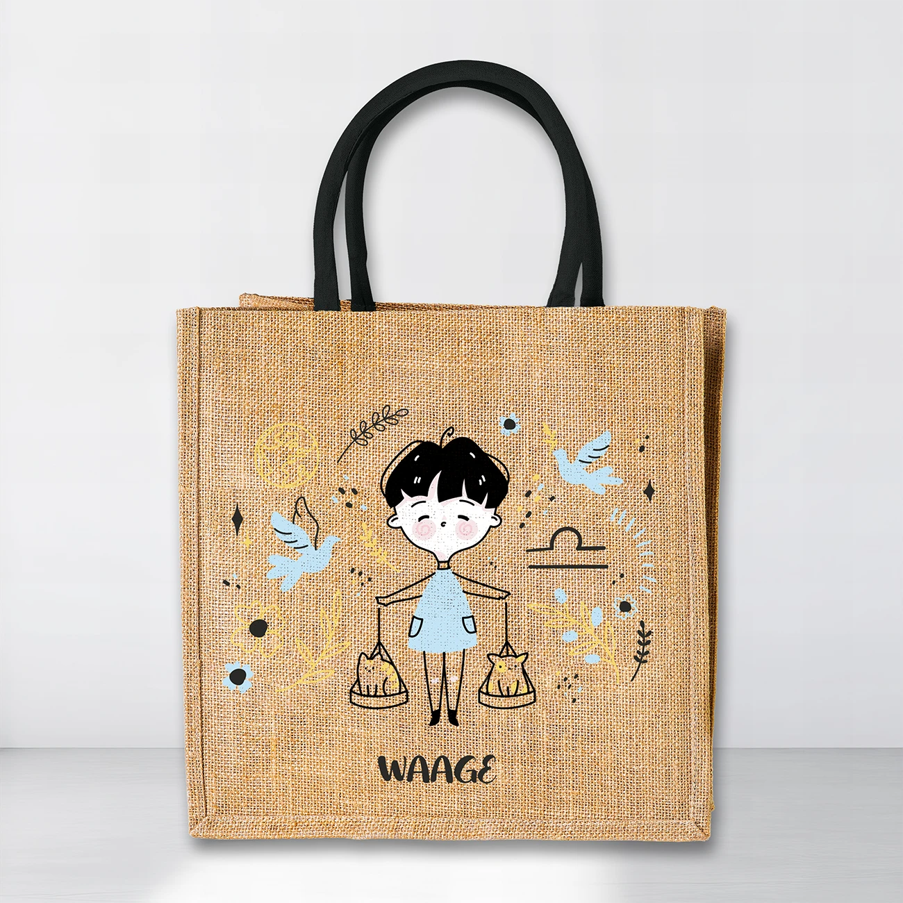 Jutetasche mit Sternzeichen-Motiv