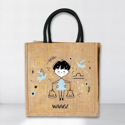 Jutetasche mit Sternzeichen-Motiv