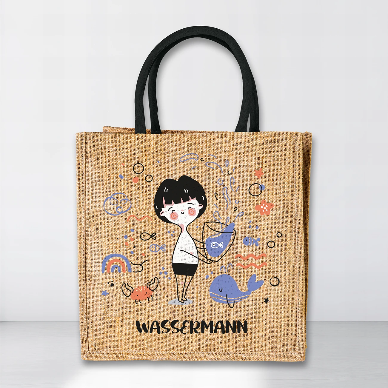 Jutetasche mit Sternzeichen-Motiv