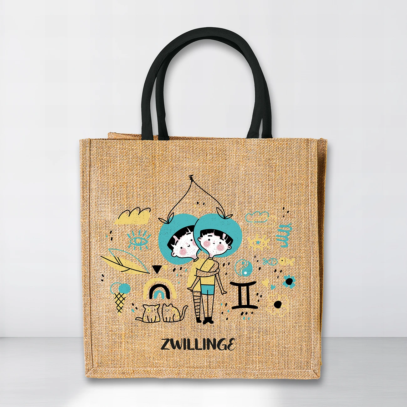 Jutetasche mit Sternzeichen-Motiv