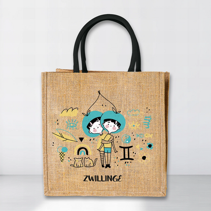 Jutetasche mit Sternzeichen-Motiv