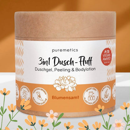 Puremetics - 3in1 Dusch-Fluff „Blumensamt“ | 250g