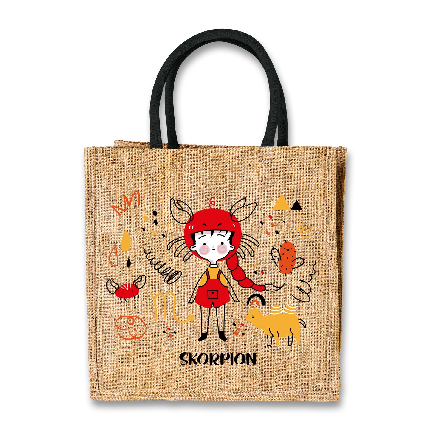 Jutetasche mit Sternzeichen-Motiv