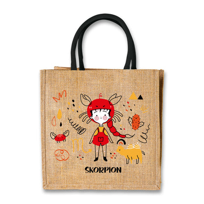 Jutetasche mit Sternzeichen-Motiv